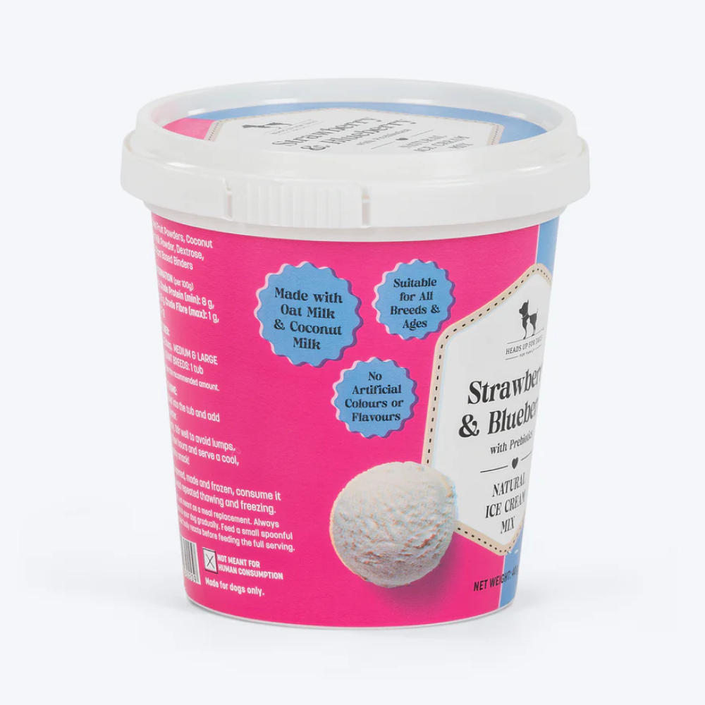 HUFT Strawberry & Blueberry with Prebiotics Ice Cream for Dogs Dog Treats + Others Heads Up for Tails