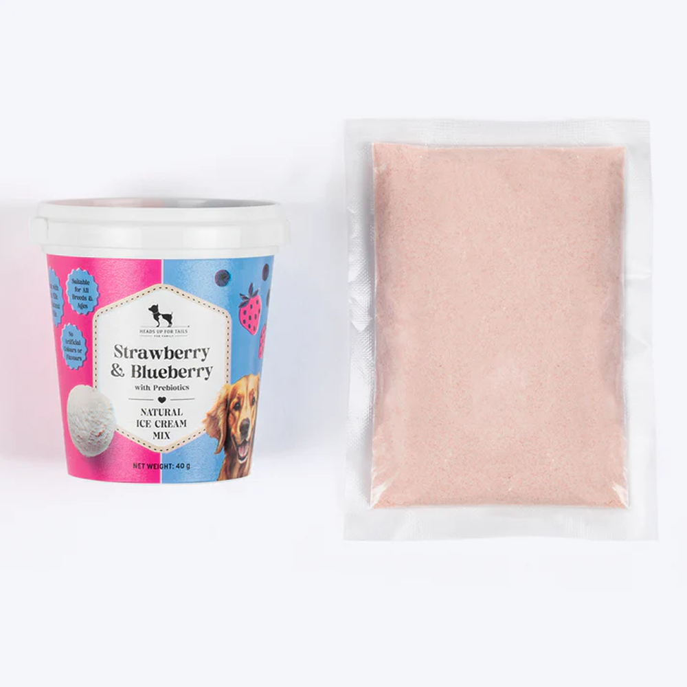 HUFT Strawberry & Blueberry with Prebiotics Ice Cream for Dogs Dog Treats + Others Heads Up for Tails