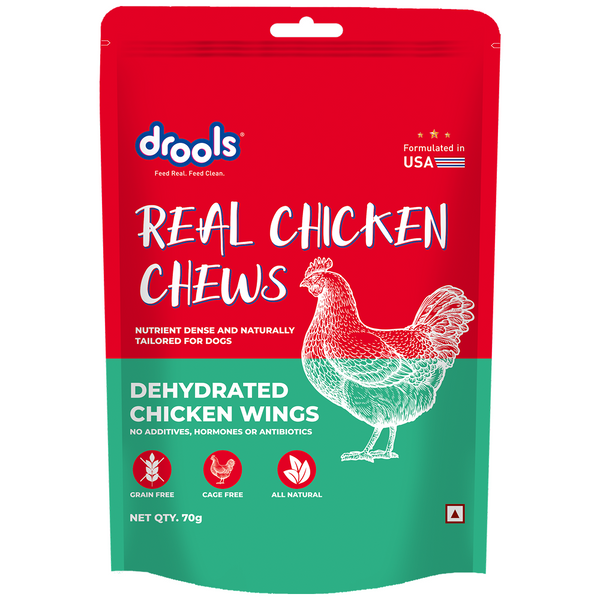 Drools Dehydrated Real Chicken Wing Chews Treat for Dogs