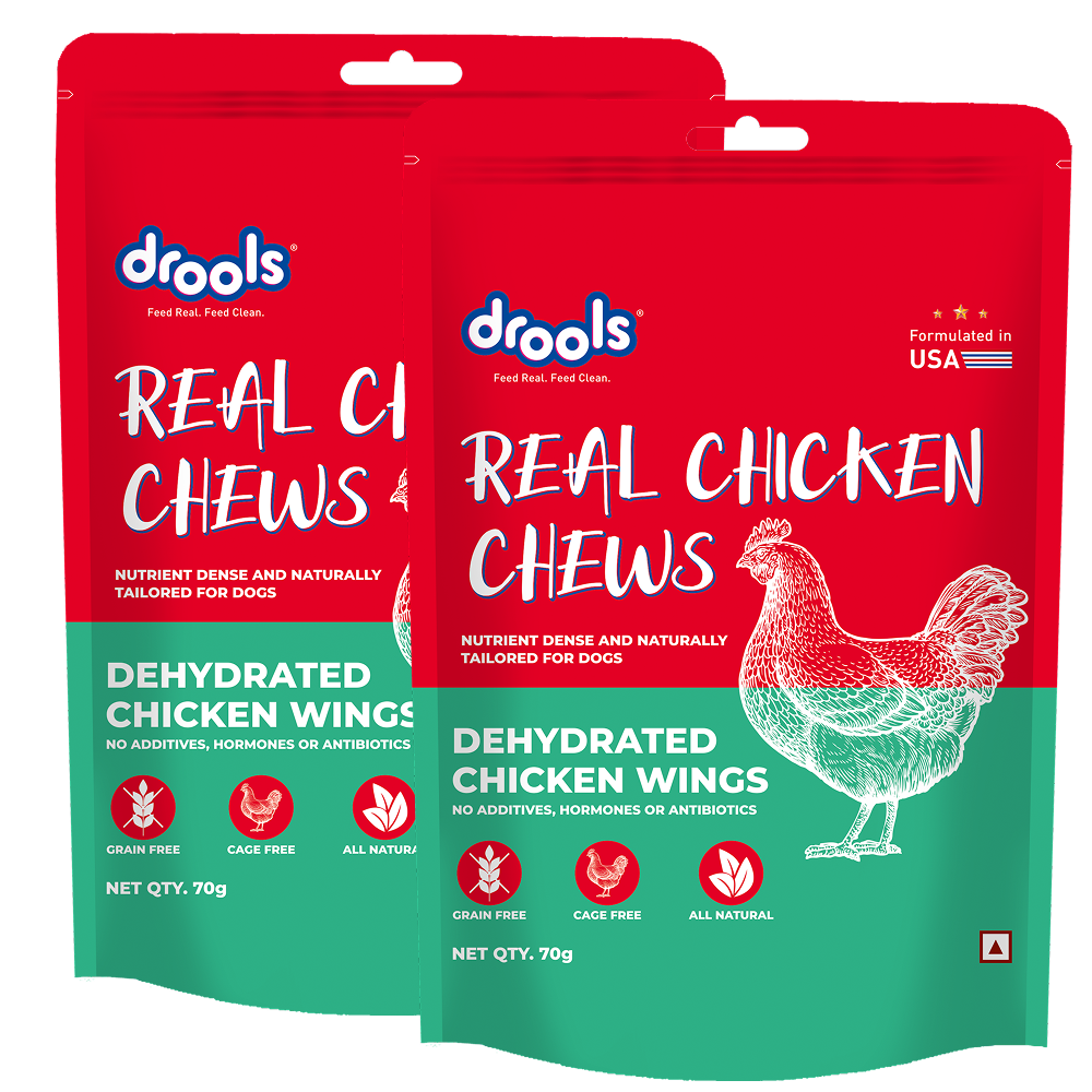 Drools Dehydrated Real Chicken Wing Chews Treat for Dogs Dog Treats + Others Drools 2x70g