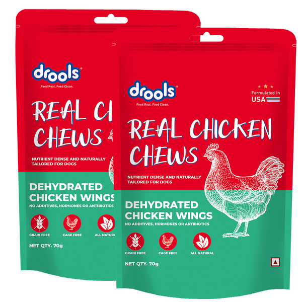 Drools Dehydrated Real Chicken Wing Chews Treat for Dogs