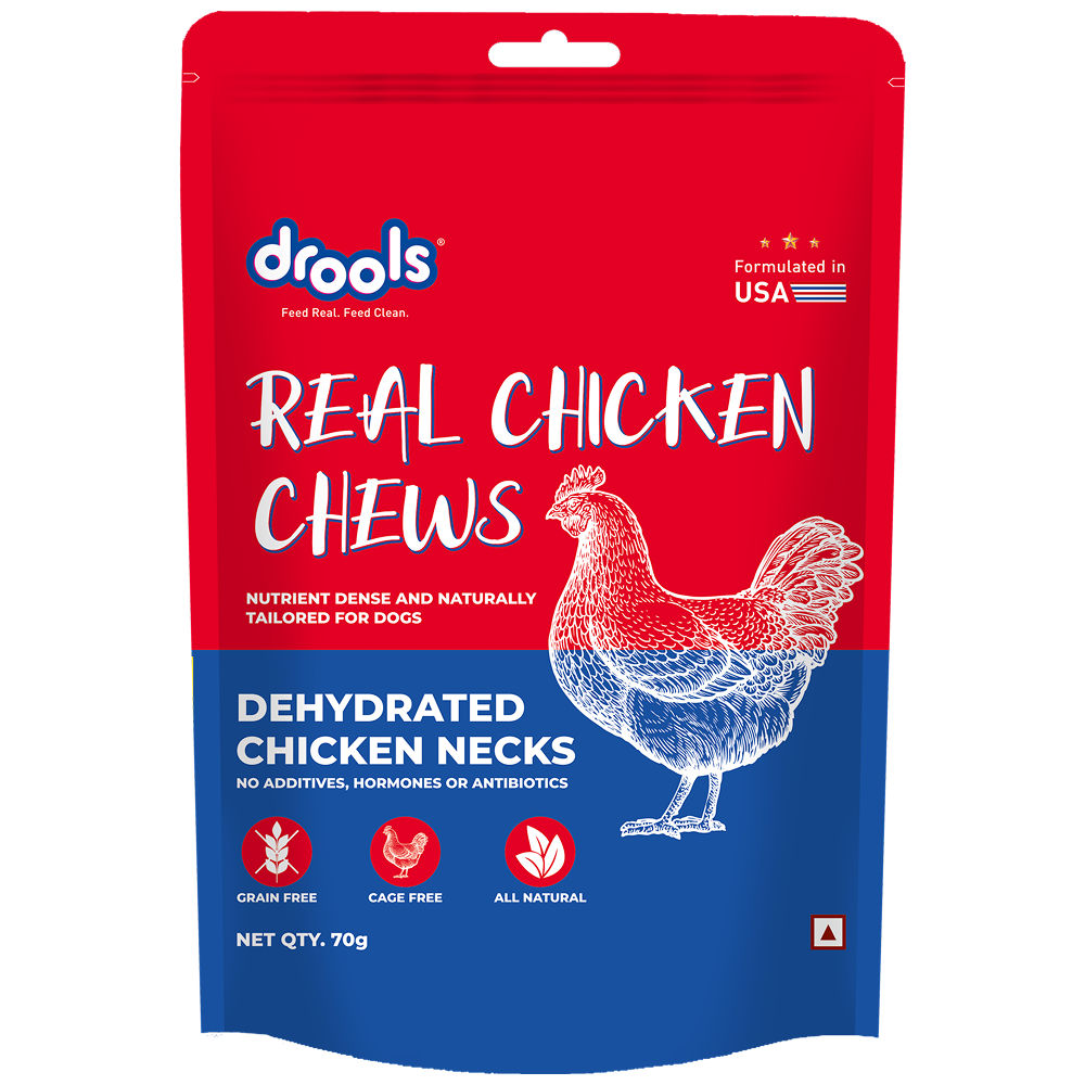 Drools Dehydrated Real Chicken Necks Chews Treat for Dogs Dog Treats + Others Drools 70g