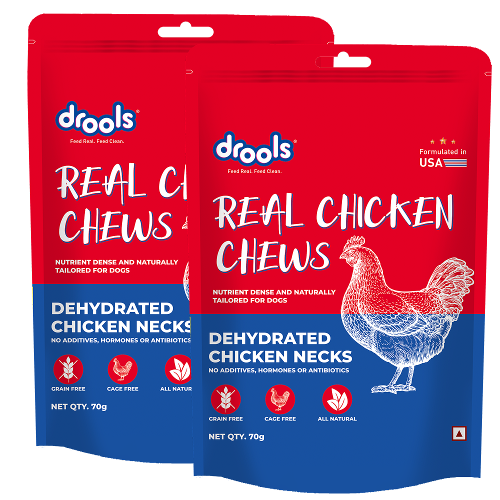 Drools Dehydrated Real Chicken Necks Chews Treat for Dogs Dog Treats + Others Drools 2x70g