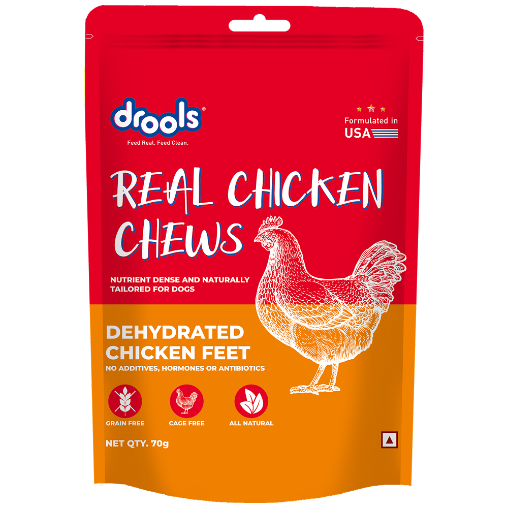 Drools Dehydrated Real Chicken Feet Chews Treat for Dogs Dog Treats + Others Drools 70g