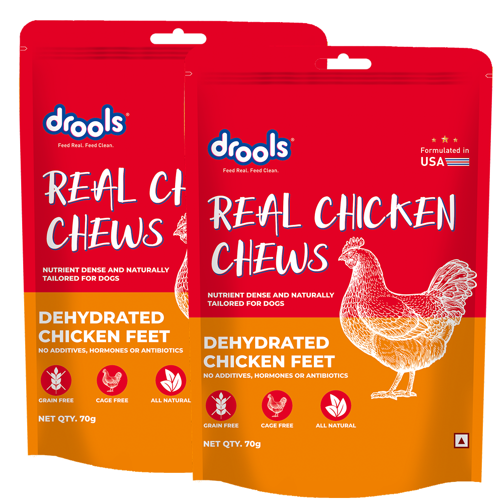 Drools Dehydrated Real Chicken Feet Chews Treat for Dogs Dog Treats + Others Drools 2x70g