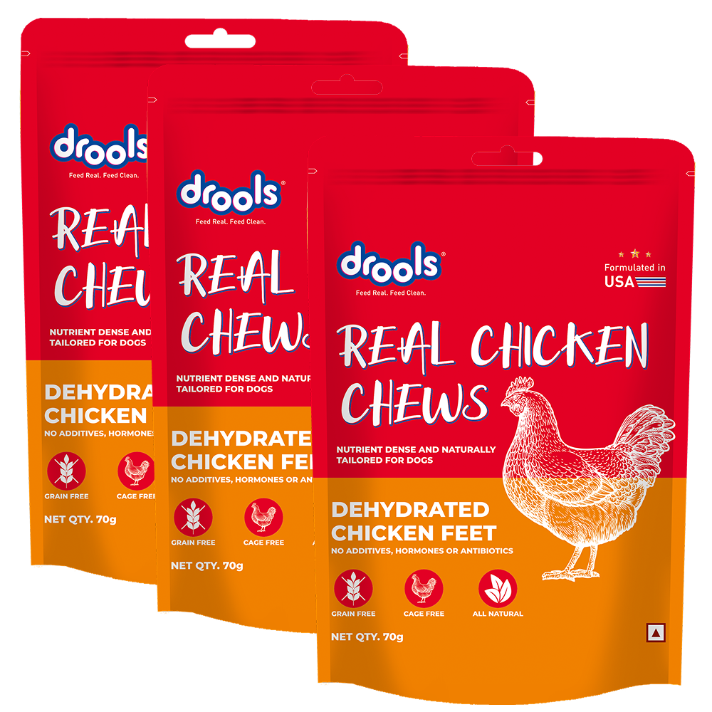 Drools Dehydrated Real Chicken Feet Chews Treat for Dogs Dog Treats + Others Drools 3x70g
