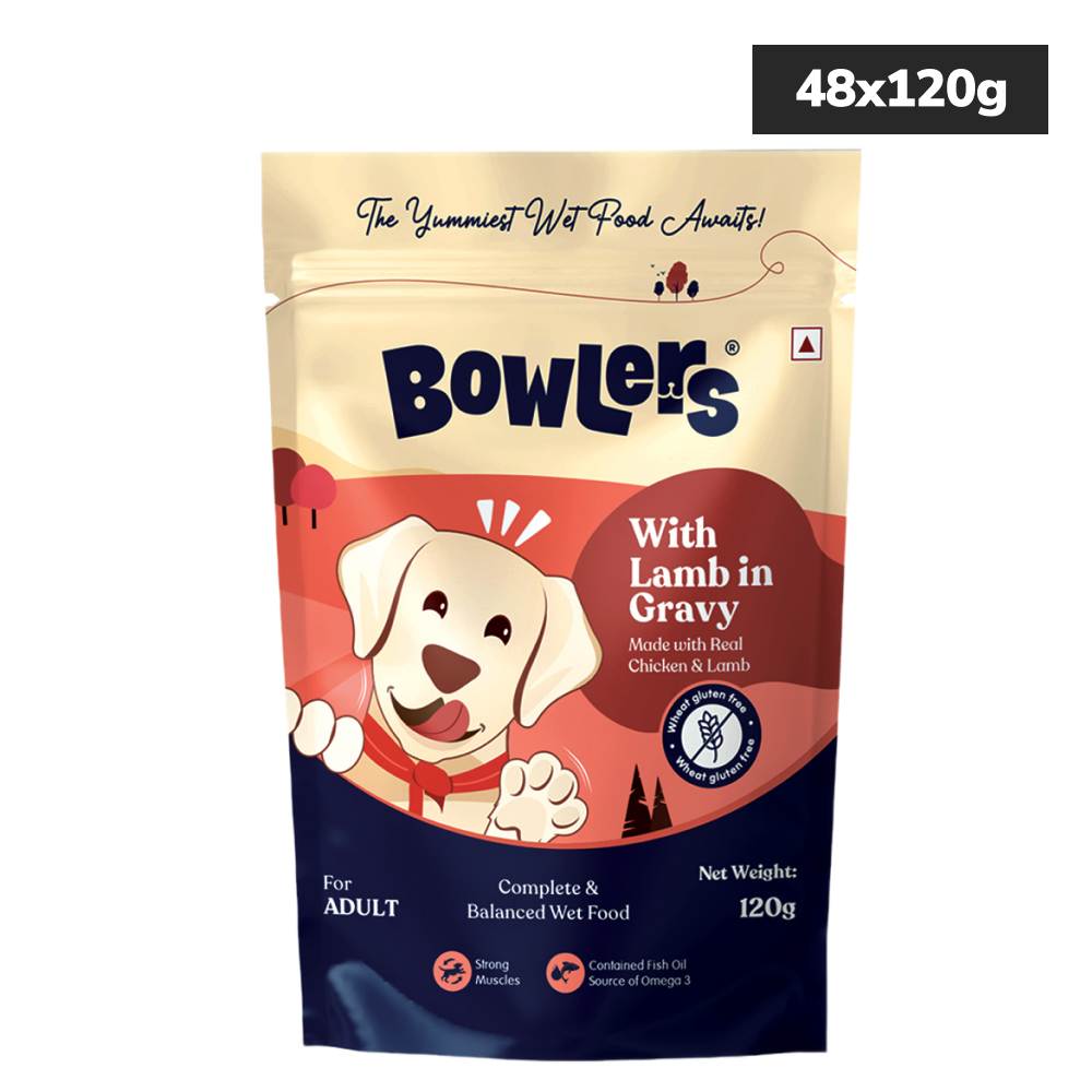 Bowlers Lamb in Gravy Adult Dog Wet Food Dogs-Wet Food Bowlers 48x120g