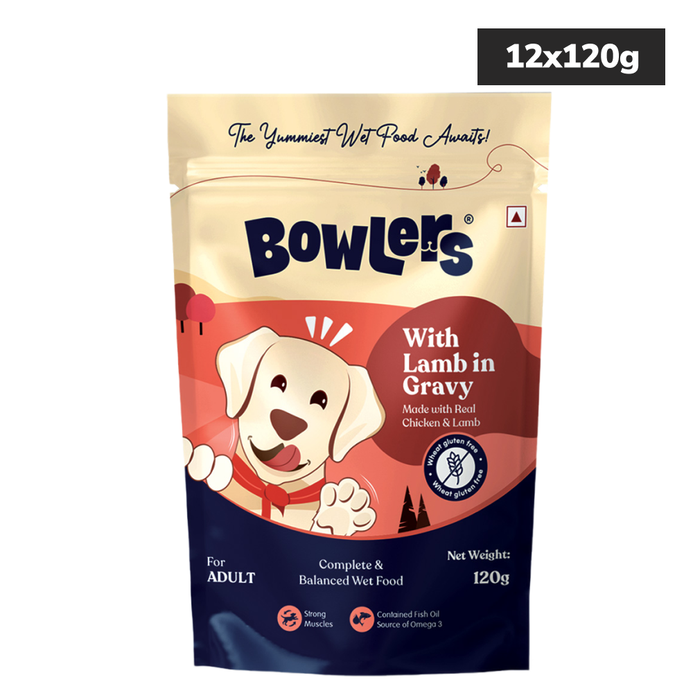 Bowlers Lamb in Gravy Adult Dog Wet Food Dogs-Wet Food Bowlers 12x120g