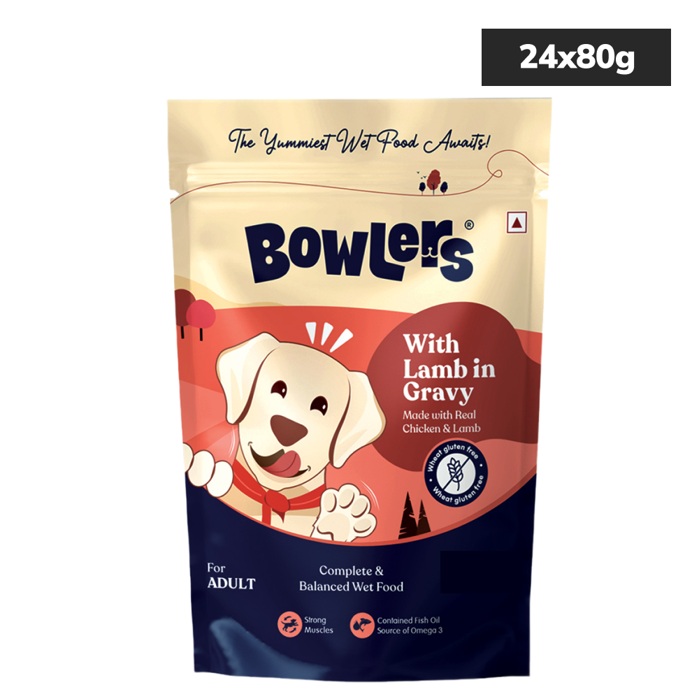 Bowlers Lamb in Gravy Adult Dog Wet Food Dogs-Wet Food Bowlers 24x80g