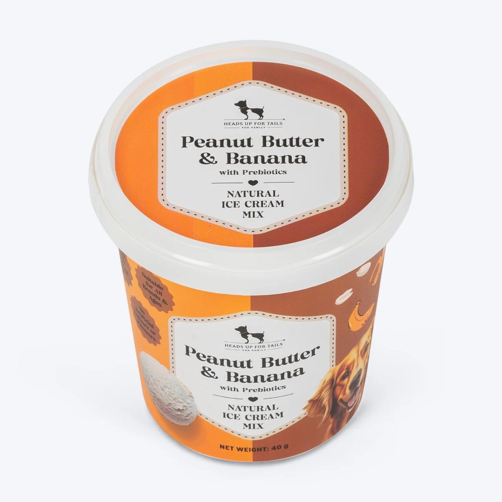 HUFT Peanut Butter & Banana with Prebiotics Natural Ice Cream for Dogs Dog Treats + Others Heads Up for Tails