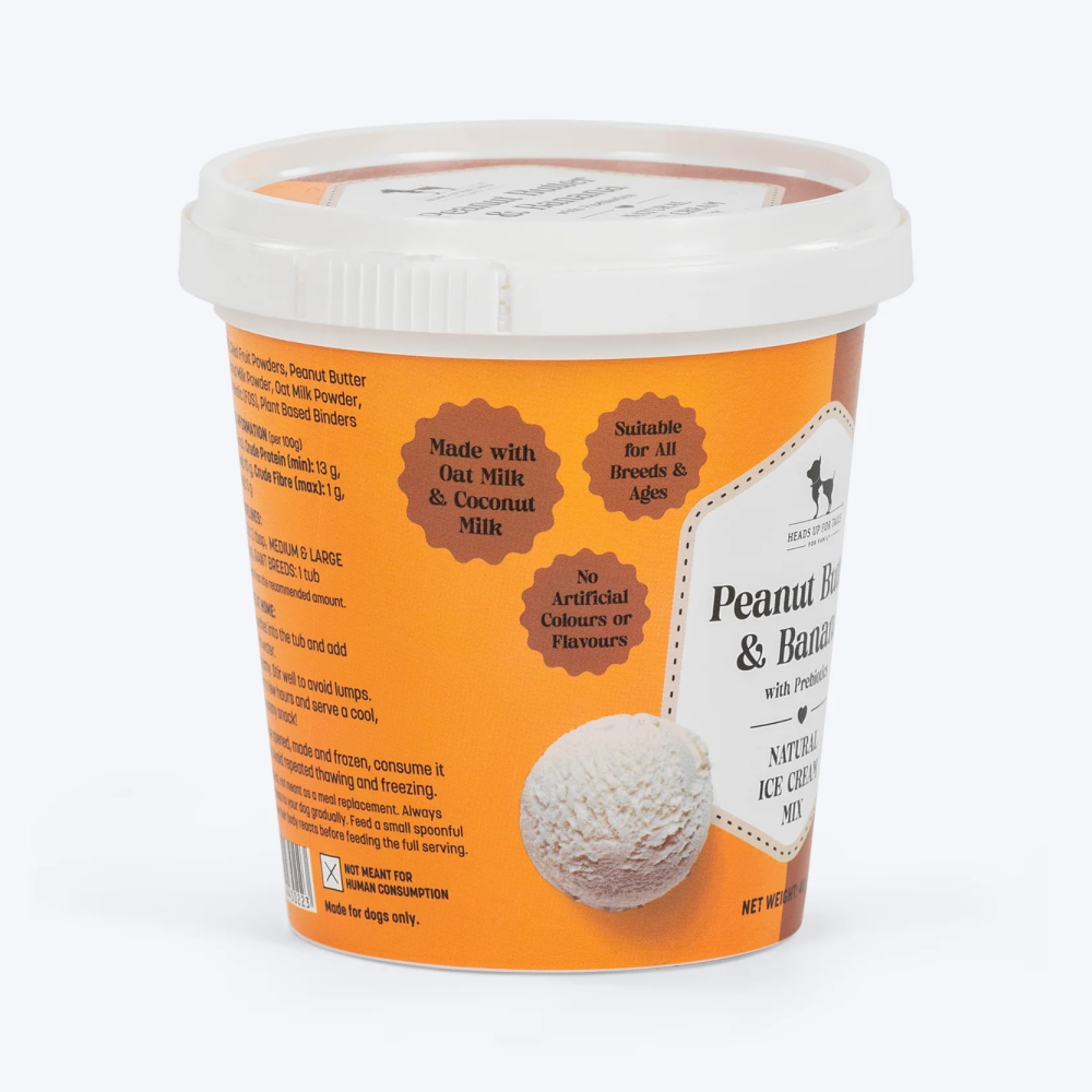 HUFT Peanut Butter & Banana with Prebiotics Natural Ice Cream for Dogs Dog Treats + Others Heads Up for Tails