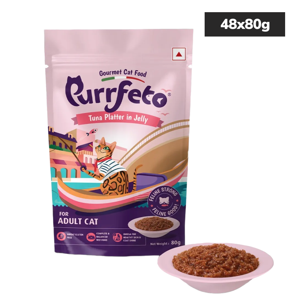 Purrfeto Tuna Recipe in Jelly Adult Cat Wet Food Cats-Wet Food Purrfeto 48x80g