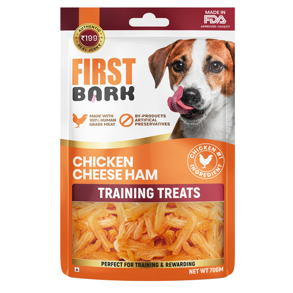 First Bark Chicken Cheese Ham Training Dog Treat Dog Treats + Others First Bark 70g