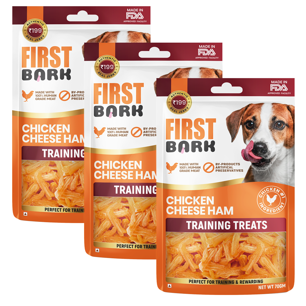 First Bark Chicken Cheese Ham Training Dog Treat Dog Treats + Others First Bark 3x70g