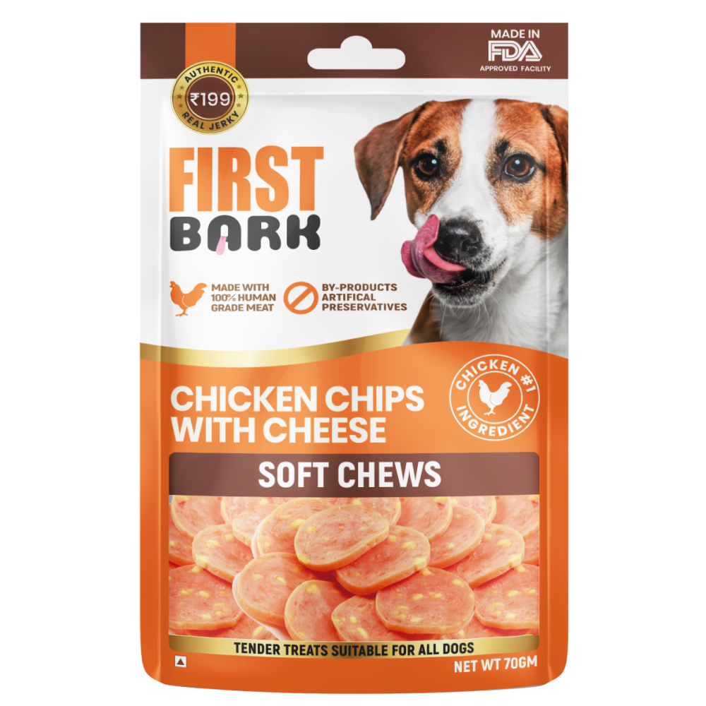 First Bark Chicken Chips with Cheese Jerky Dog Treat Dog Treats + Others First Bark 70g