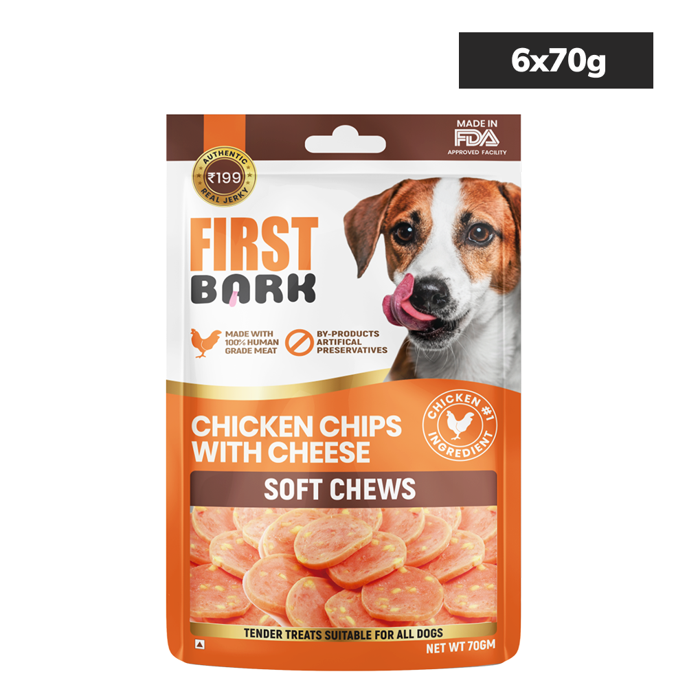 First Bark Chicken Chips with Cheese Jerky Dog Treat Dog Treats + Others First Bark 6x70g