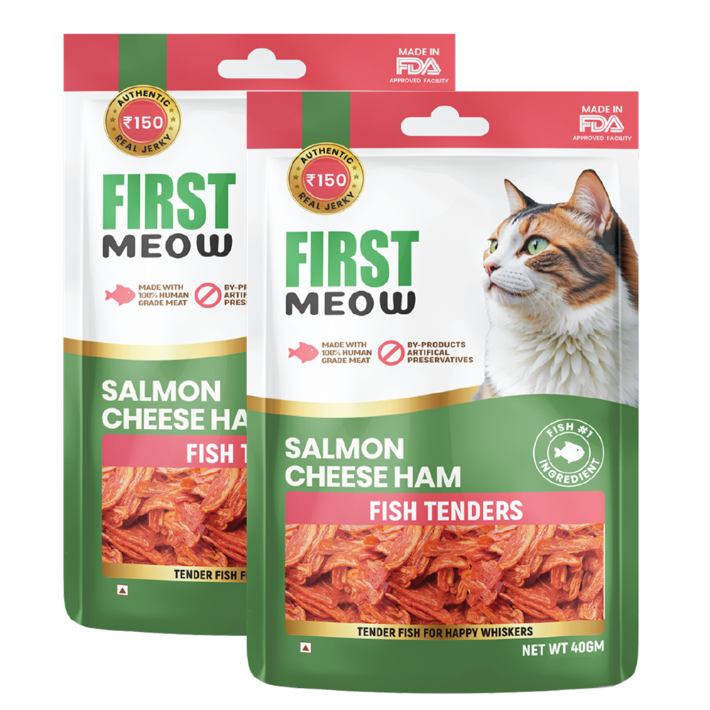 First Meow Salmon Cheese Ham Jerky Cat Treat Cats-Treats & Others First Meow 2x40g