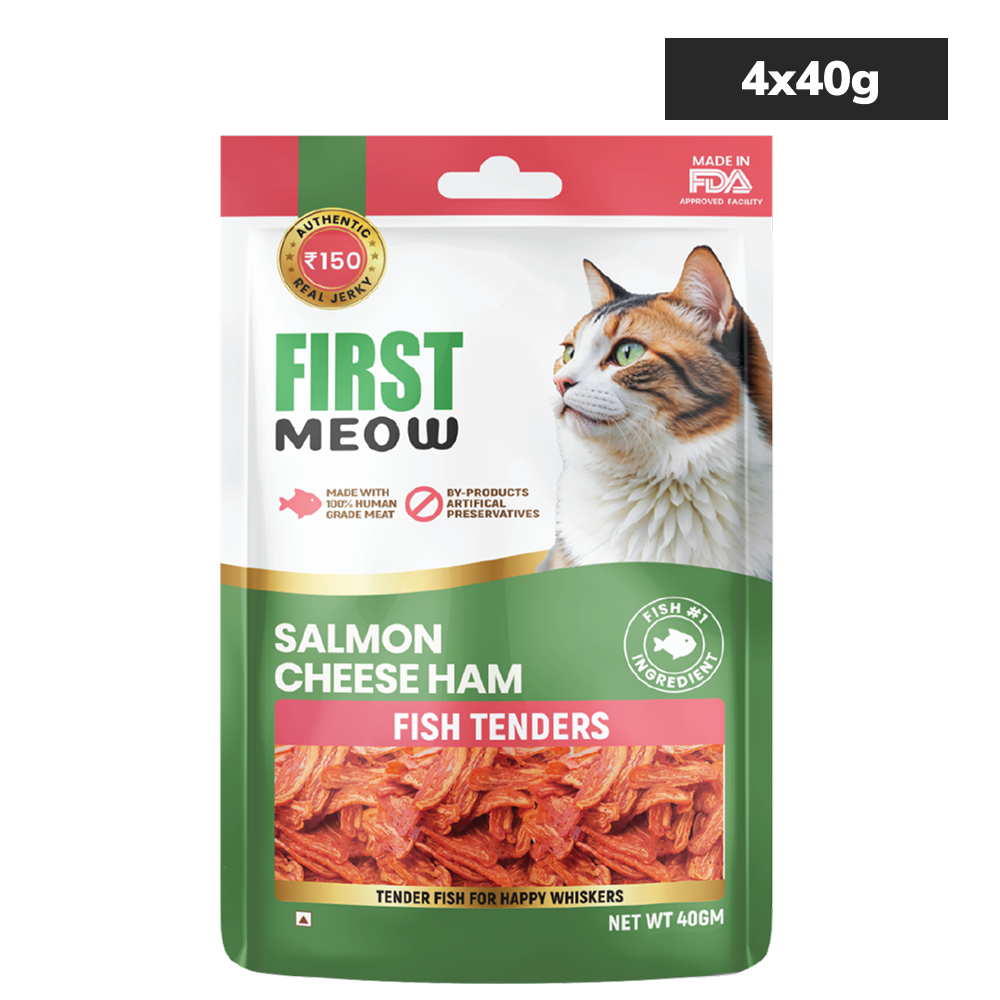 First Meow Salmon Cheese Ham Jerky Cat Treat Cats-Treats & Others First Meow 4x40g