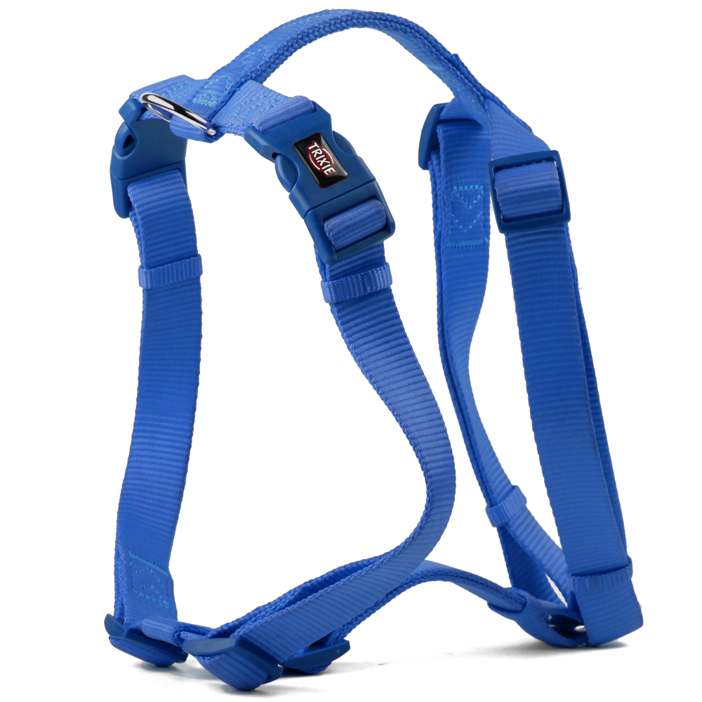 Trixie Premium H Harness, Premium Leash and Collar for Dogs Combo (Royal Blue) - S