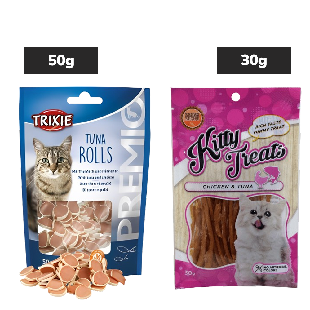 Trixie Premio Tuna Rolls Treats, Kitty Treats Soft Chicken Tuna Delights Cats Combo Exclusive Combo Exclusive Combo 50g+30g