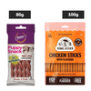 Gnawlers Puppy Snack Lamb Twist Stick, Kennel Kitchen Chicken Flaxseed Stick Dog Treats Combo Exclusive Combo Exclusive Combo 80g(5pcs)+100g