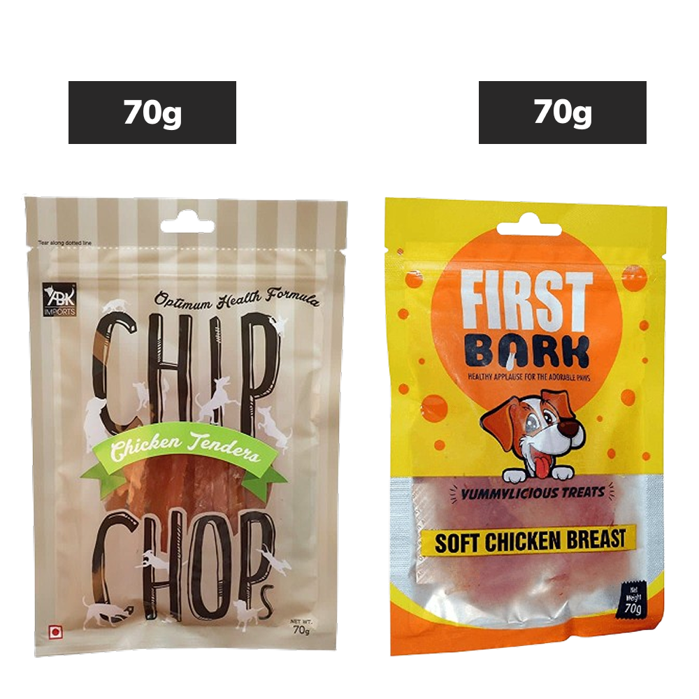 First Bark Soft Chicken Breast, Chip Chops Chicken Tenders Dog Treats Combo Exclusive Combo Exclusive Combo 70g+70g