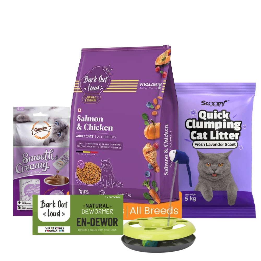 Scoopy Cat Litter, Gnawlers Creamy Treats, BOL En Dewor Dewormer, BOL Cat Food & Skatrs Happy Circle Toy Limited Cat Hamper Exclusive Combo Exclusive Combo Pack of 5