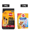 Pedigree PRO Active Adult Large Breed Dry Food, Pedigree Dentastix Oral Care Adult Dogs Treat Combo Exclusive Combo Exclusive Combo 20kg+1.08kg
