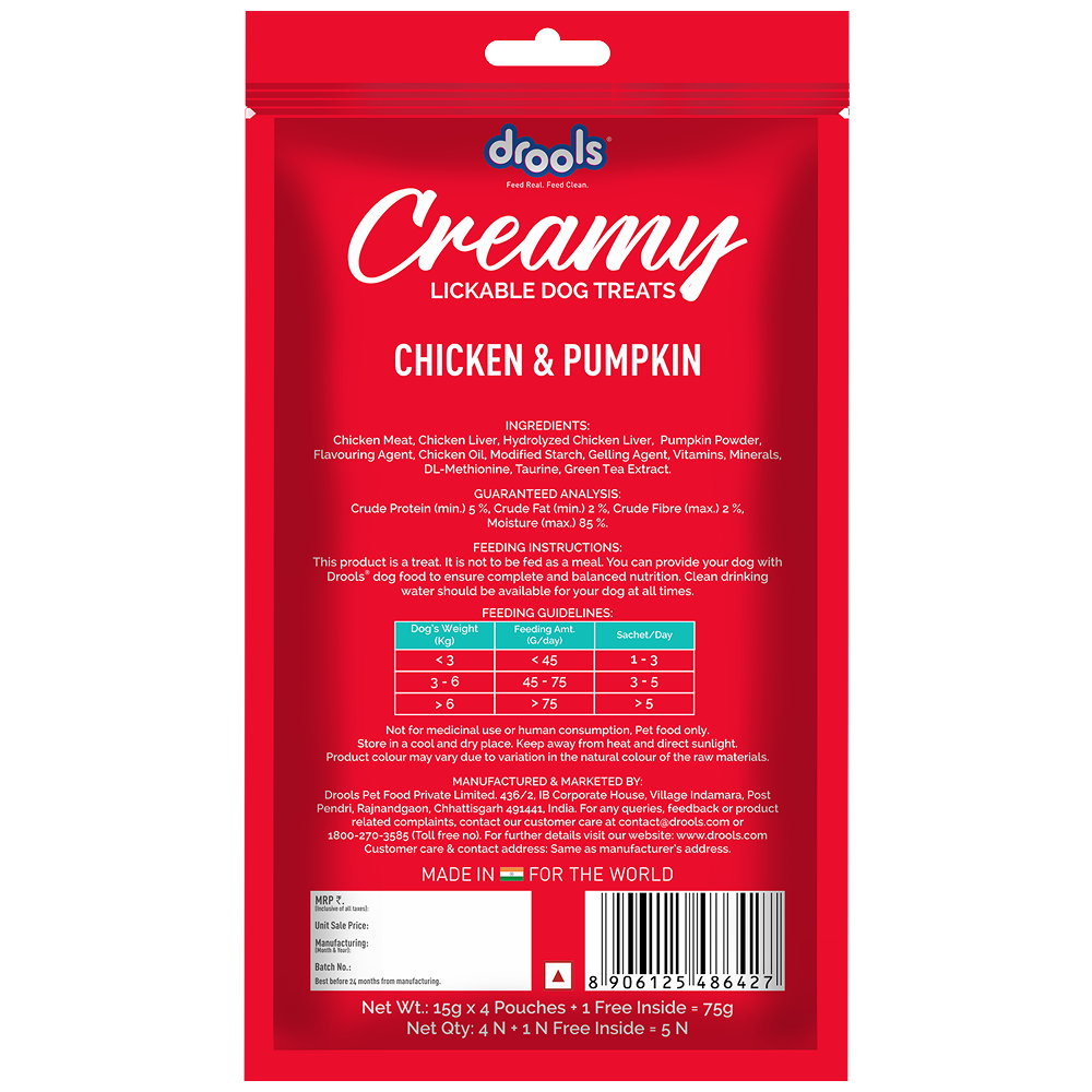 Drools Chicken & Pumpkin Creamy Dog Treats Dog Treats + Others Drools