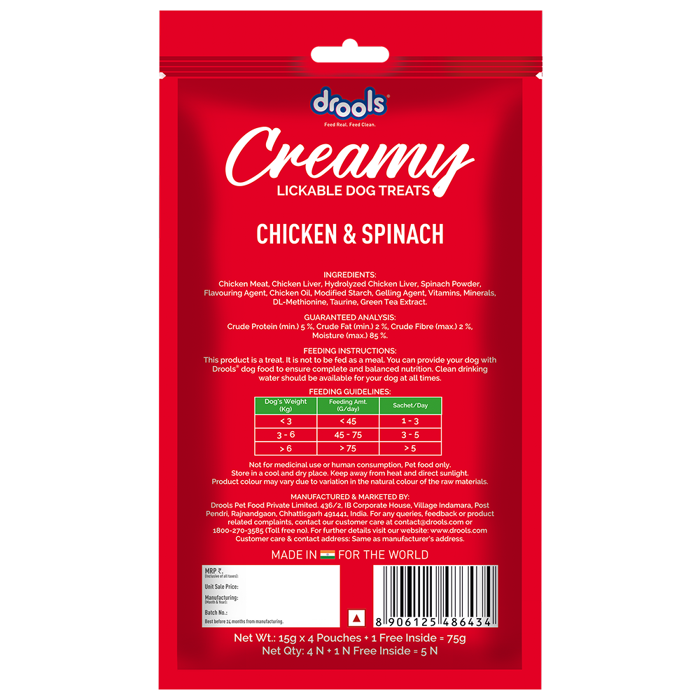 Drools Chicken & Spinach Creamy Dog Treats Dog Treats + Others Drools