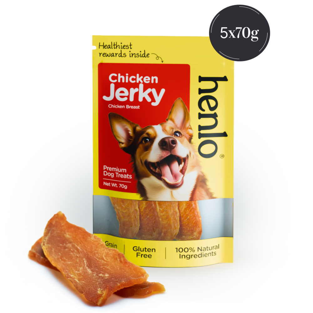 Henlo Chicken Jerky Dog Treats I Guilt Free I High Protein Dog Treats + Others Henlo 5x70g