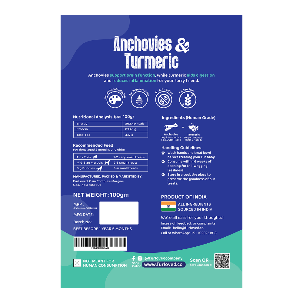 FurLoved Anchovies and Turmeric Omega Dog Treats Dog Treats + Others FurLoved