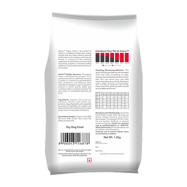 Active Chicken and Vegetables Puppy Dog Dry Food