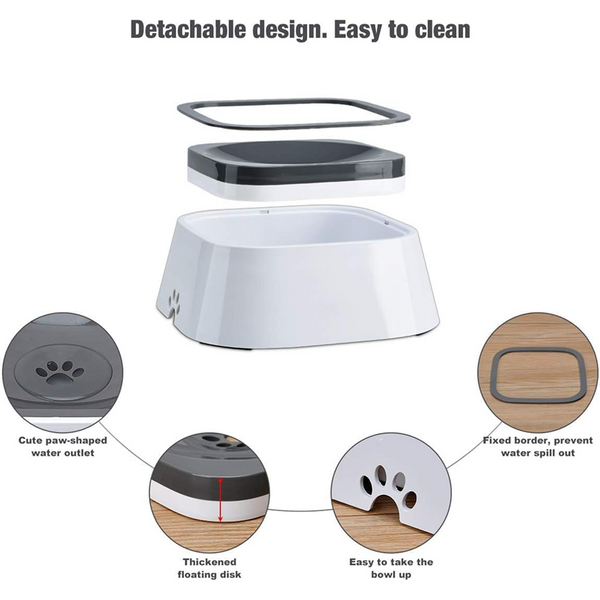 Pet Vogue Slow Feeder No Spill Drinking Water Bowl for Dogs and Cats