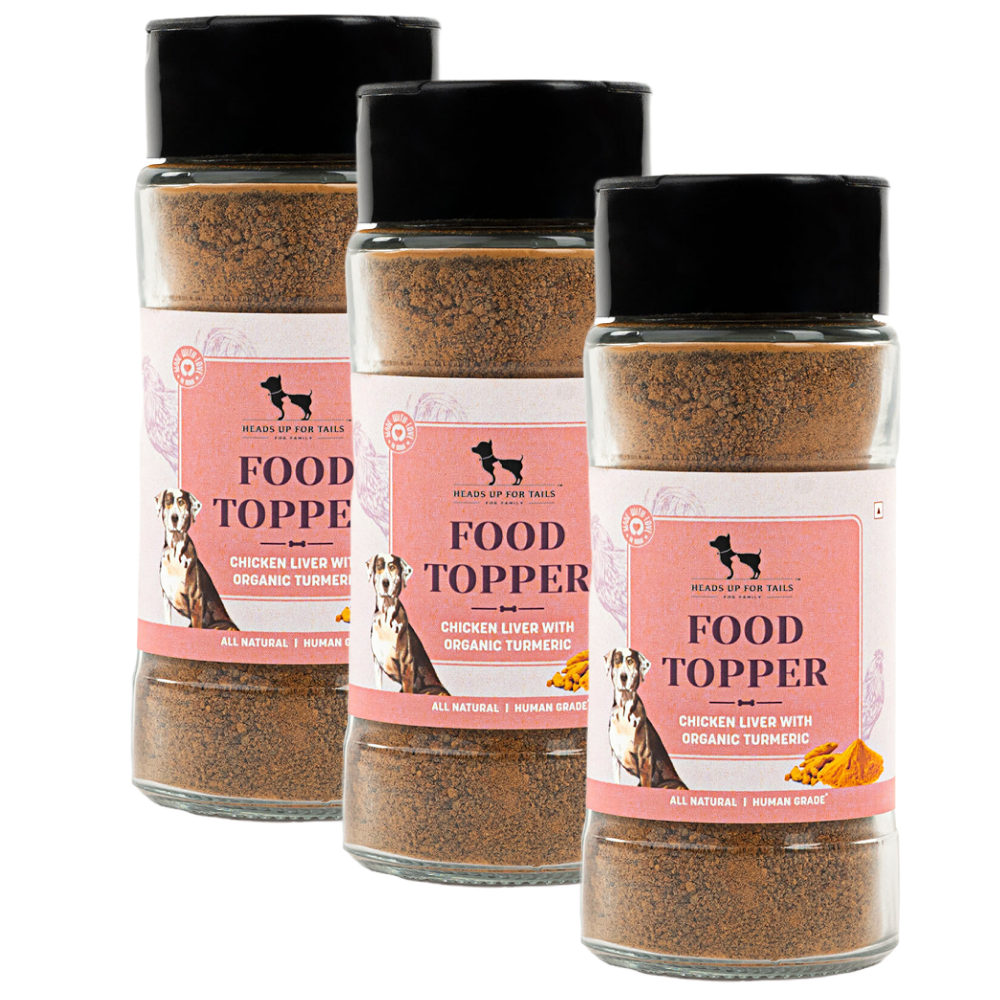 HUFT Chicken Liver with Organic Turmeric Food Topper for Dogs Dogs- Dry Food Heads Up for Tails 3x70g