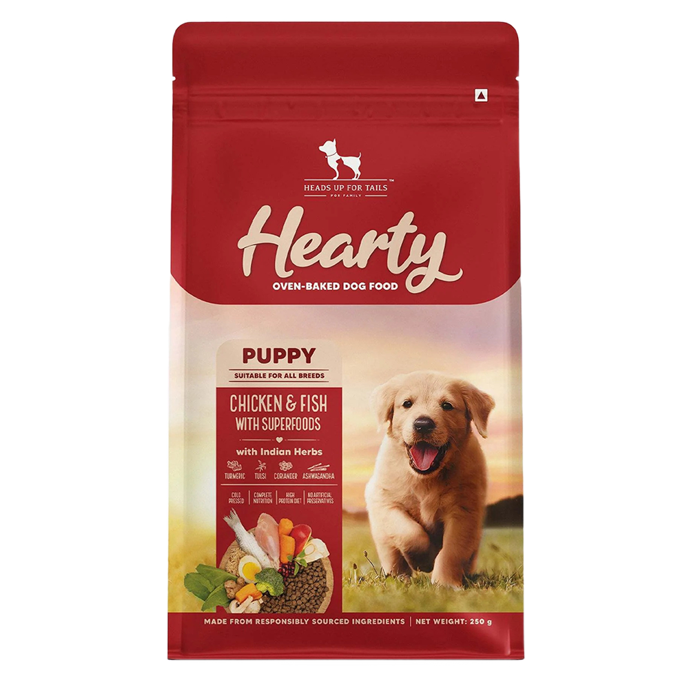 HUFT Hearty Oven Baked Chicken & Fish with Superfoods Puppy Dog Dry Food Dogs- Dry Food Heads Up for Tails 250g