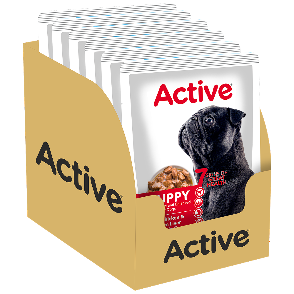 Active Chicken & Chicken Liver Chunks in Gravy Puppy Dog Wet Food Dogs-Wet Food Active