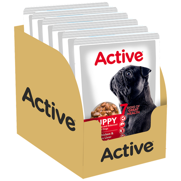 Active Chicken & Chicken Liver Chunks in Gravy Puppy Dog Wet Food