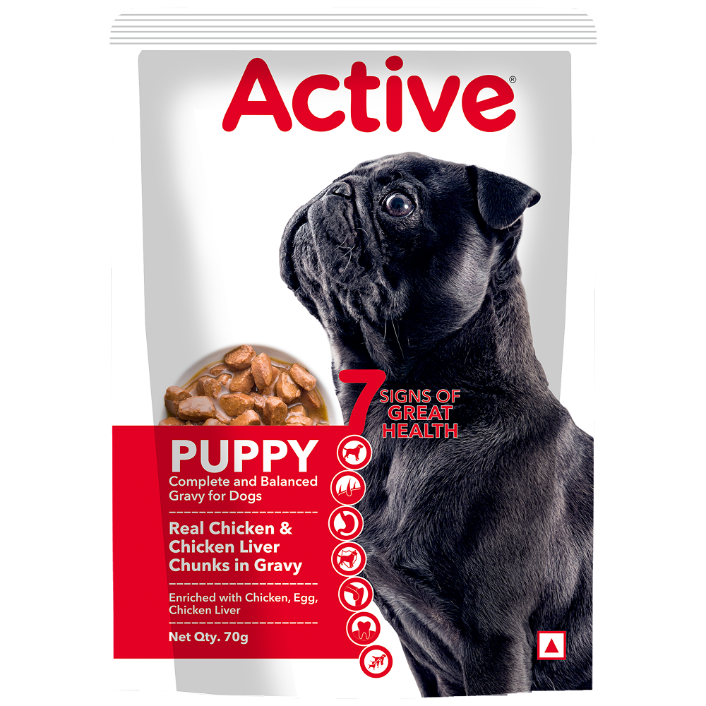 Active Chicken & Chicken Liver Chunks in Gravy Puppy Dog Wet Food Dogs-Wet Food Active