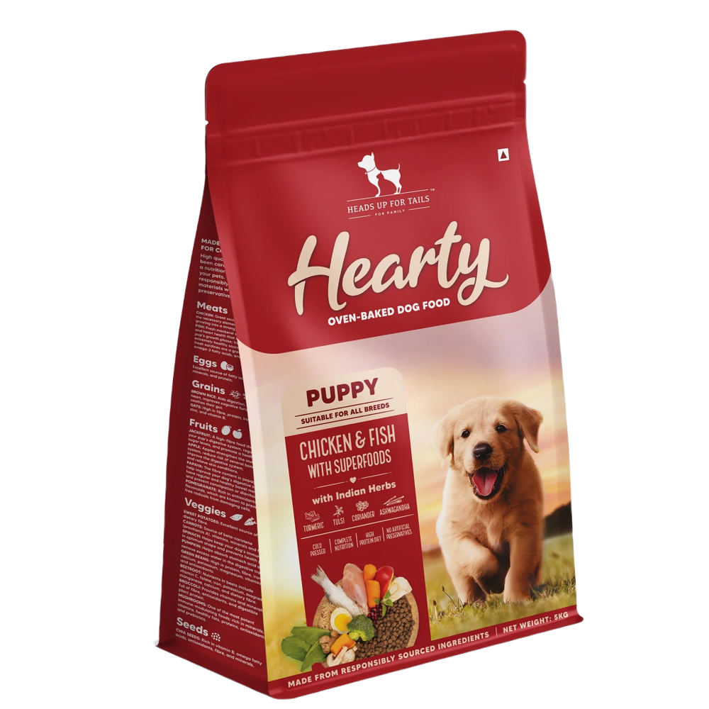 HUFT Hearty Oven Baked Chicken & Fish with Superfoods Puppy Dog Dry Food Dogs- Dry Food Heads Up for Tails 5kg