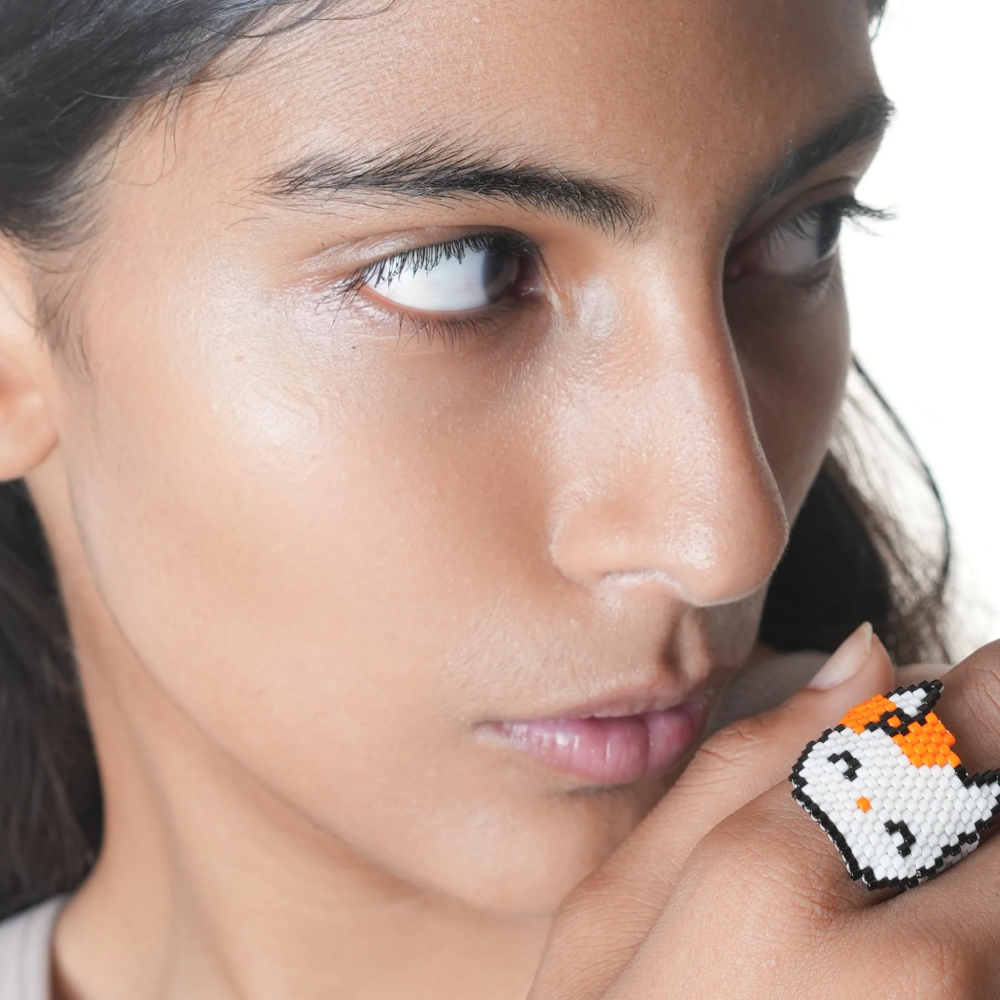 Jenni & Janki Sweet Kitty Face Miyuki Delica Beaded Ring Pet Parent-Jewellery & Accessories Jenni and Janki Dropship