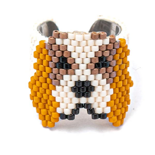 Jenni & Janki Beagle Face Miyuki Delica Beaded Ring