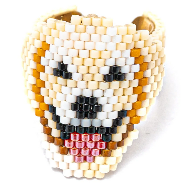 Jenni & Janki Golden Retriever Face Miyuki Delica Beaded Ring