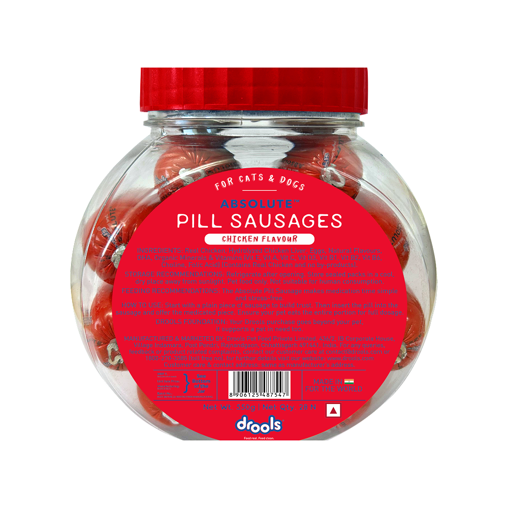 Drools Real Chicken Pill Sausage Treats for Dogs and Cats(Jar) Dog Treats + Others Drools