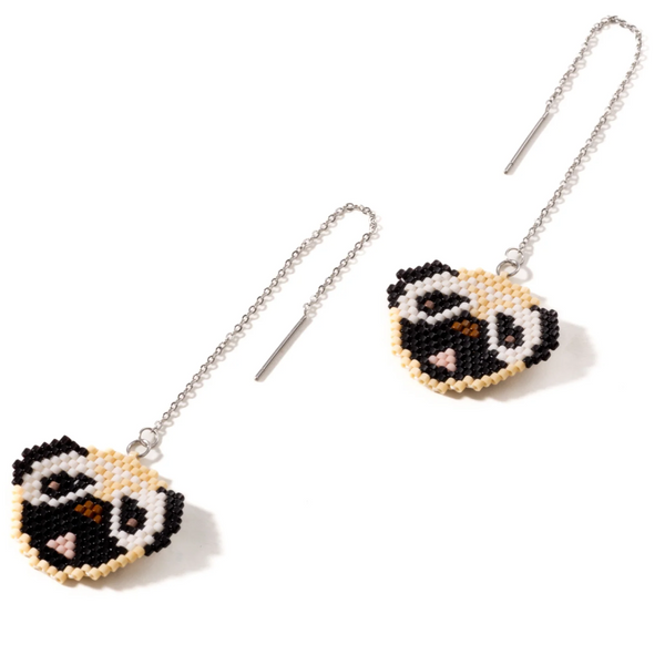 Pug Earrings Dog Pug Earrings With Heart Birthstone 925 Sterling