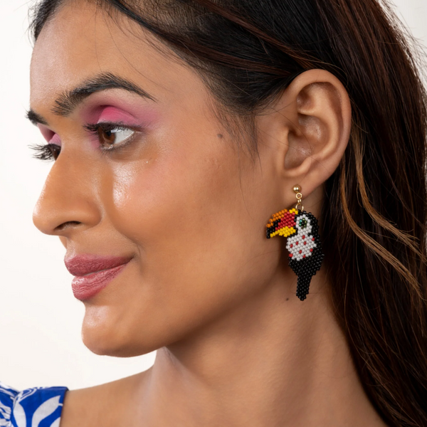 Jenni & Janki Handcrafted Miyuki Beaded Toucan Bird Earrings