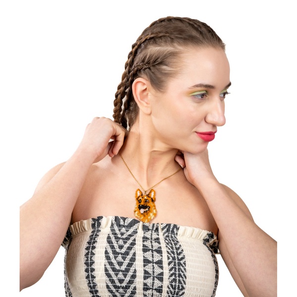 Jenni & Janki Handcrafted Miyuki German Shepherd Necklace