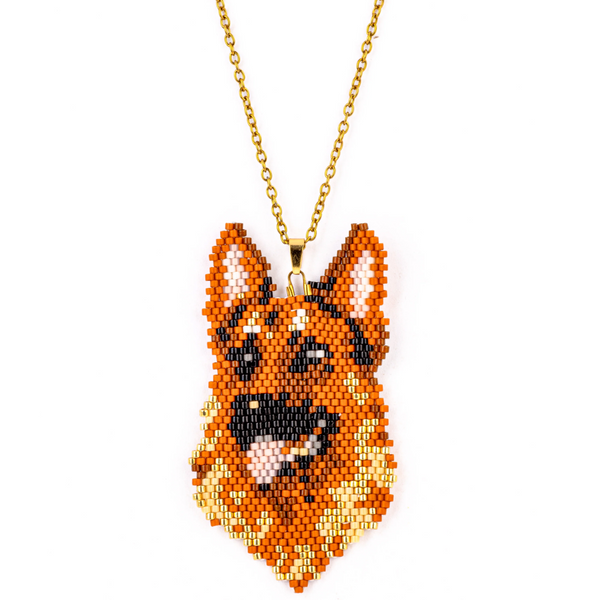 Jenni & Janki Handcrafted Miyuki German Shepherd Necklace