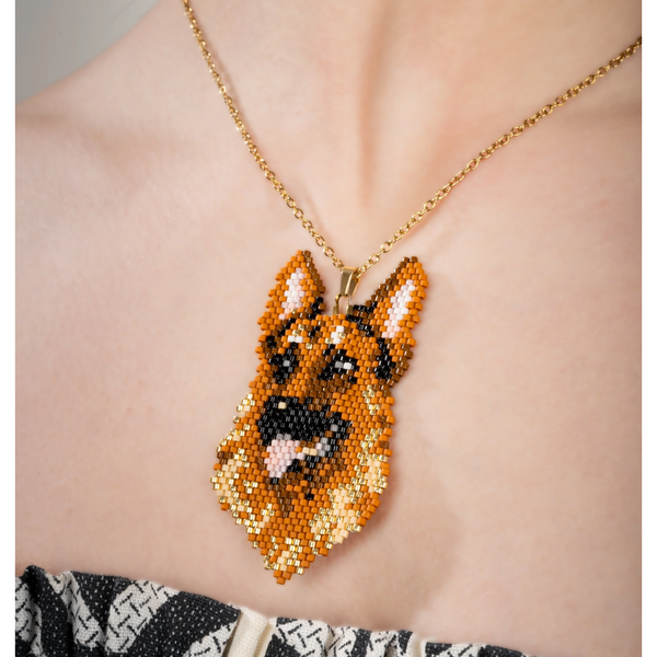 Jenni & Janki Handcrafted Miyuki German Shepherd Necklace