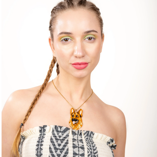 Jenni & Janki Handcrafted Miyuki German Shepherd Necklace